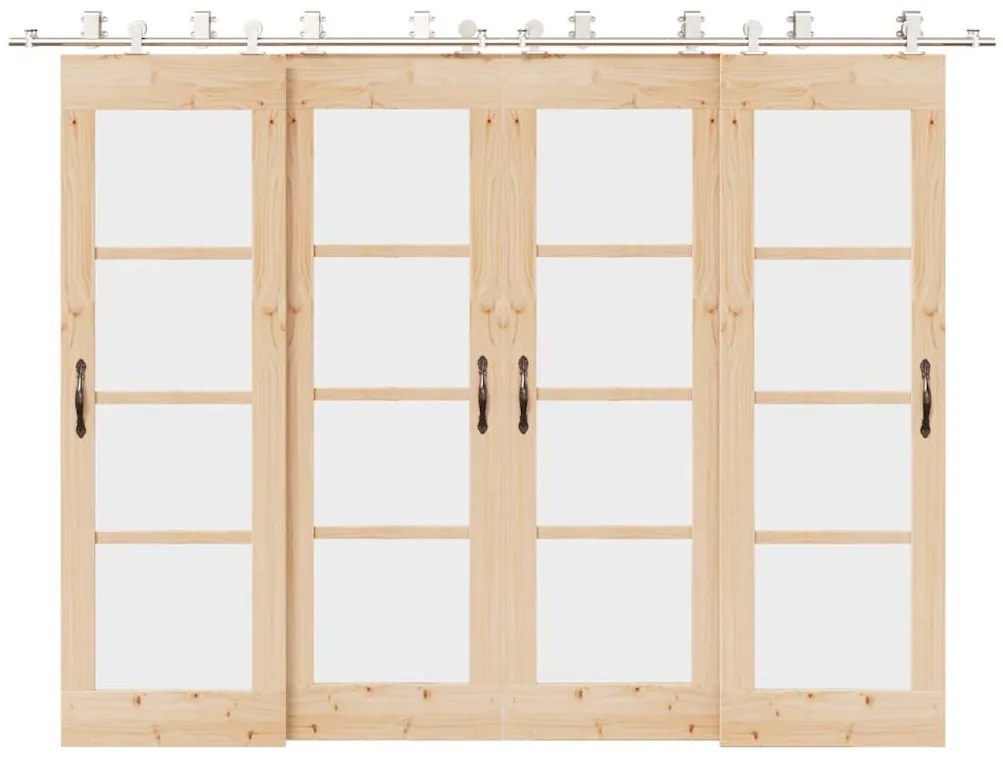 Kit ferragens p/ porta deslizante 366cm aço inoxidável prateado