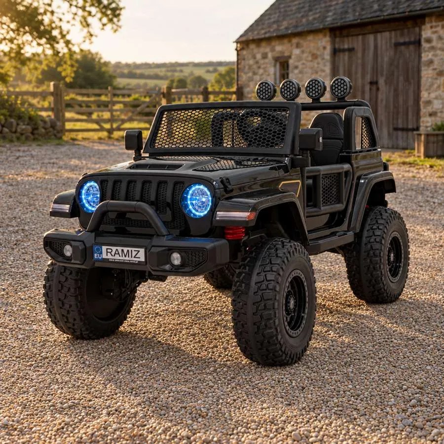 Jipe elétrico para Crianças OFF-ROAD 3.0 12V 4x4 Rodas Espuma EVA, Assento couro ecológico Preto