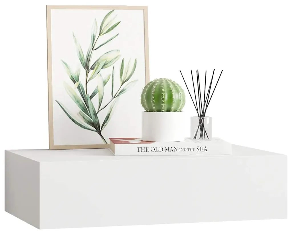 Prateleira de parede com gaveta MDF 40x23,5x10 cm branco