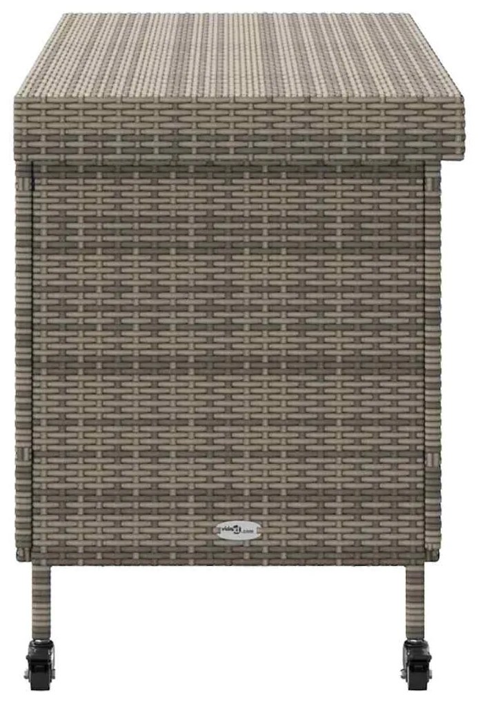 Caixa de arrumação com rodas 110x55x73 cm vime PE cinzento