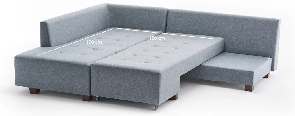 Sofá-Cama de Canto Manama – Azul Claro – 280x85x206 cm