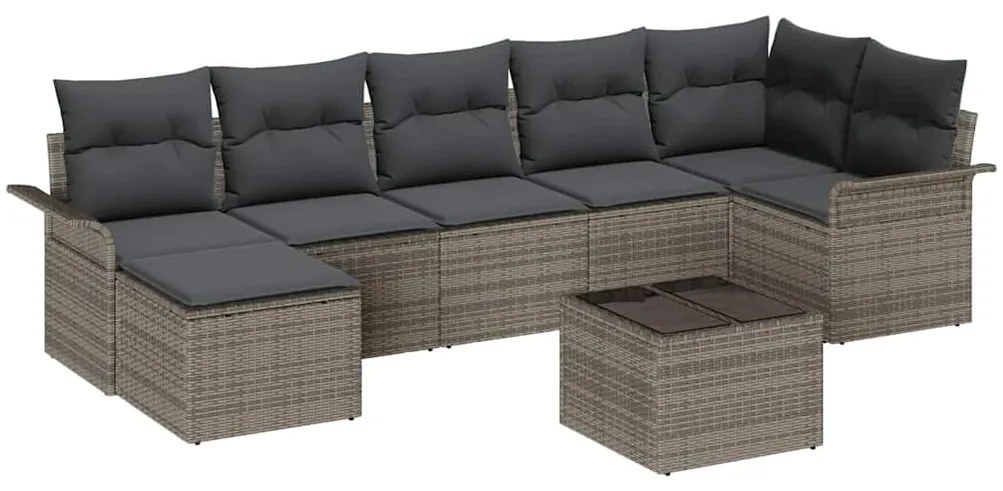 Conjunto de Sofá de Jardim de 7 Peças com Almofadas Preto Poliratan