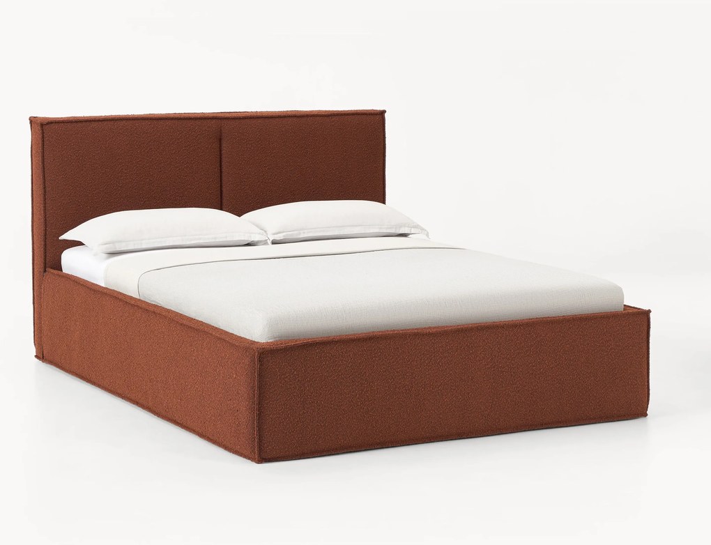 Cama estofada em bouclé com arrumação Dream