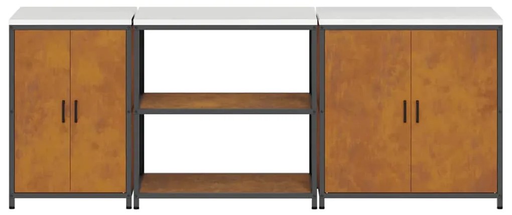 Conjunto de Armazenamento de Cozinha 3 pcs Ferro Enferrujado