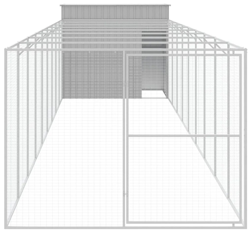 Casota cães c/ parque 214x1069x181 cm aço galvaniz. cinza-claro