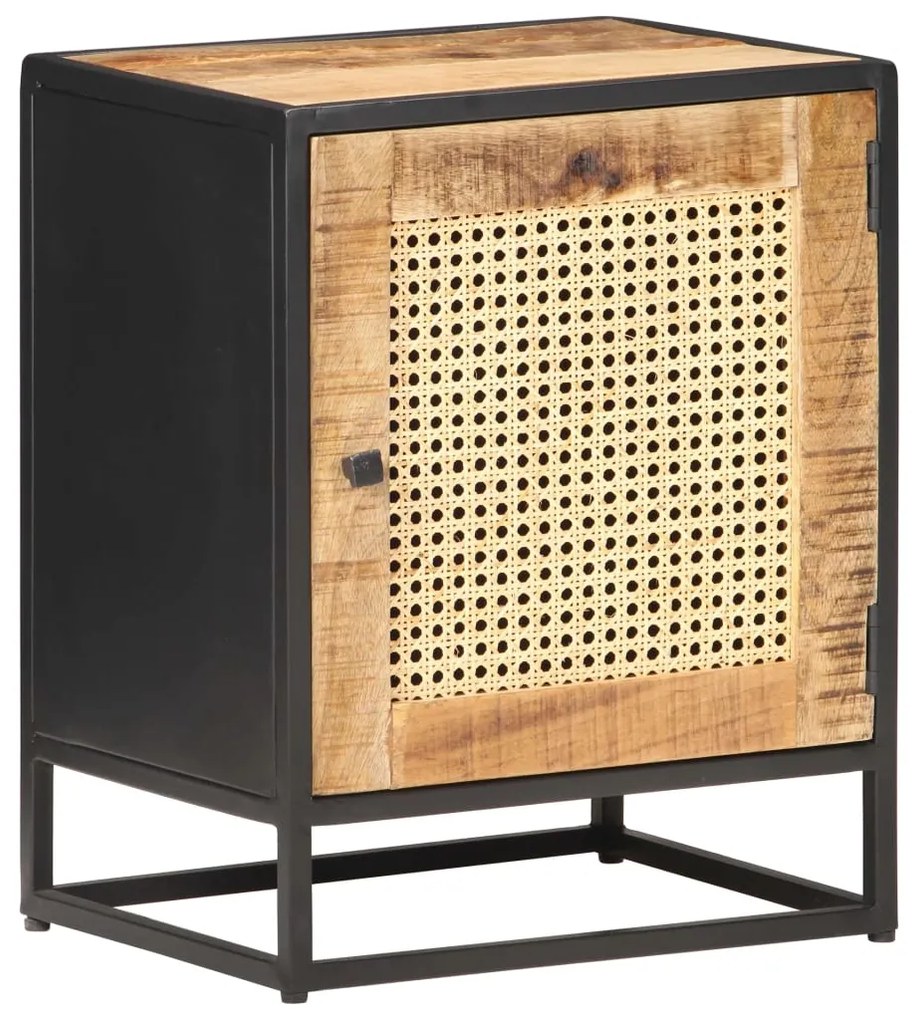 Mesa de cabeceira 40x30x50cm mangueira áspera/palhinha natural