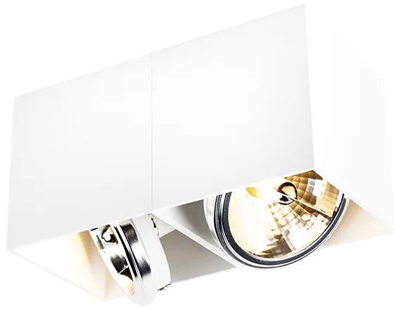Design spot branco retangular 2 luzes - Caixa Design,Industrial,Moderno
