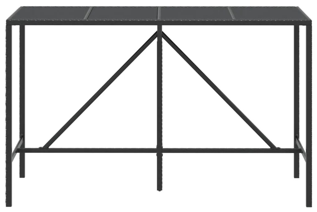 Mesa de bar com tampo de vidro 180x70x110 cm vime PE preto