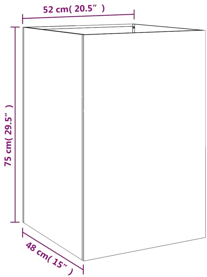 Vaso/floreira 52x48x75 cm aço galvanizado prateado