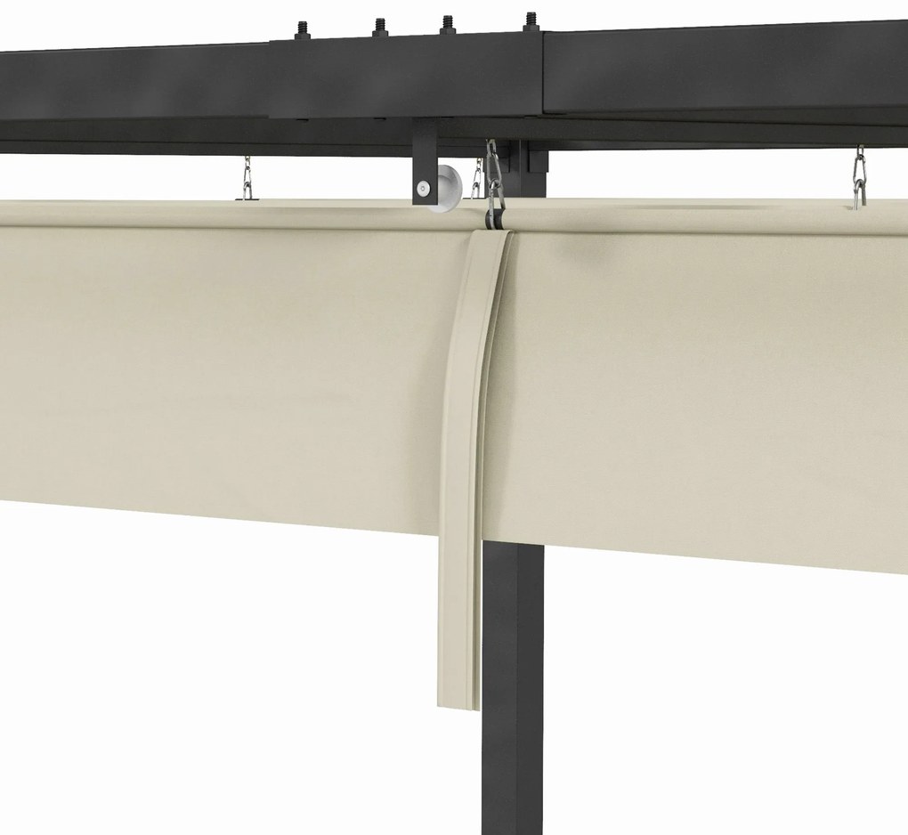 Pérgola 298x213x221 cm Pérgola de Jardim com Teto Retrátil de Poliéste