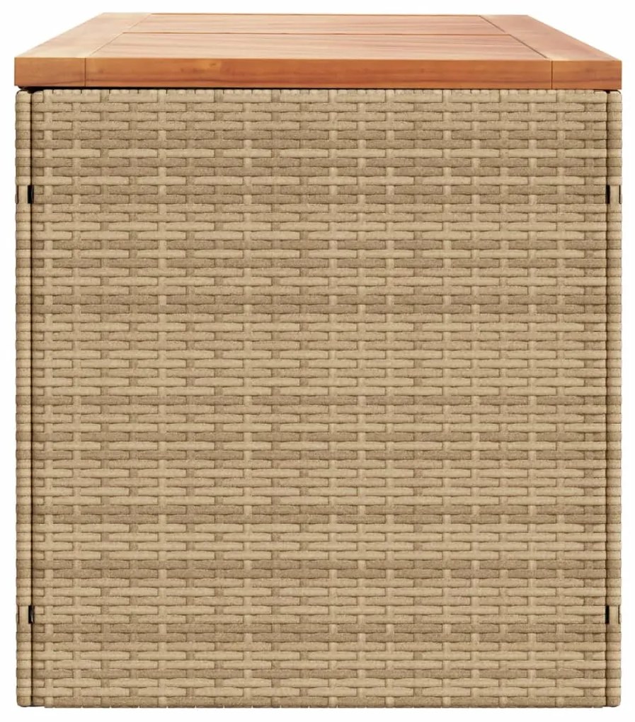 Caixa arrumação jardim 220x50x54 cm vime PE/acácia maciça bege