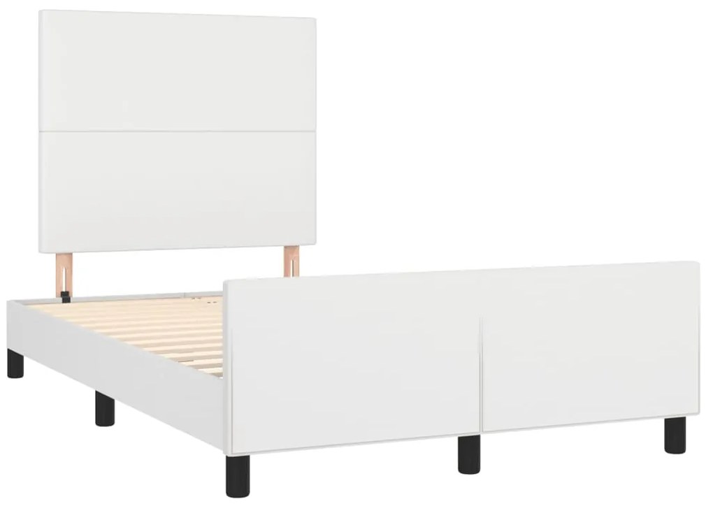Estrutura de cama sem colchão 120x190cm couro do falso branco
