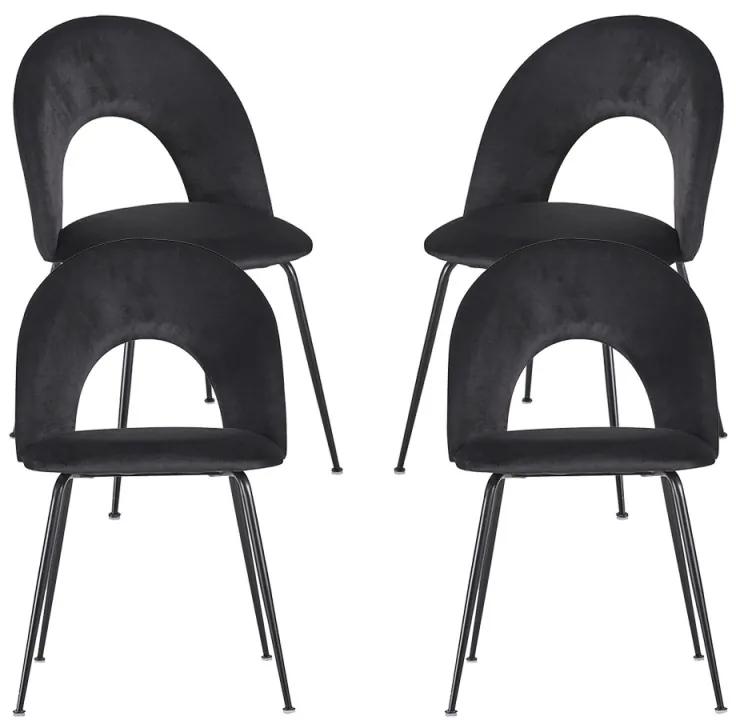 Pack 4 Cadeiras Dawa Black Veludo - Preto