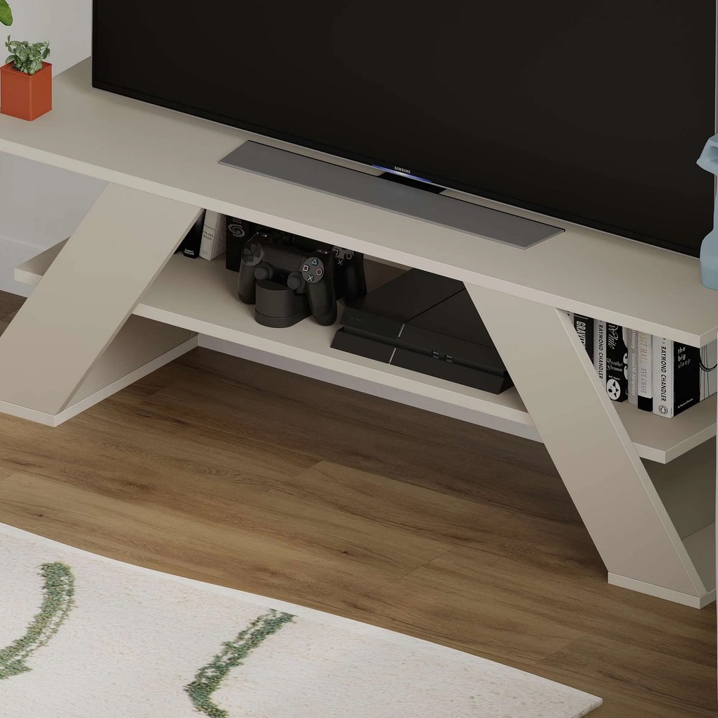 Móvel de TV "Luna" – Branco Areia – 120 x 40 x 33,5 cm – Design Modern