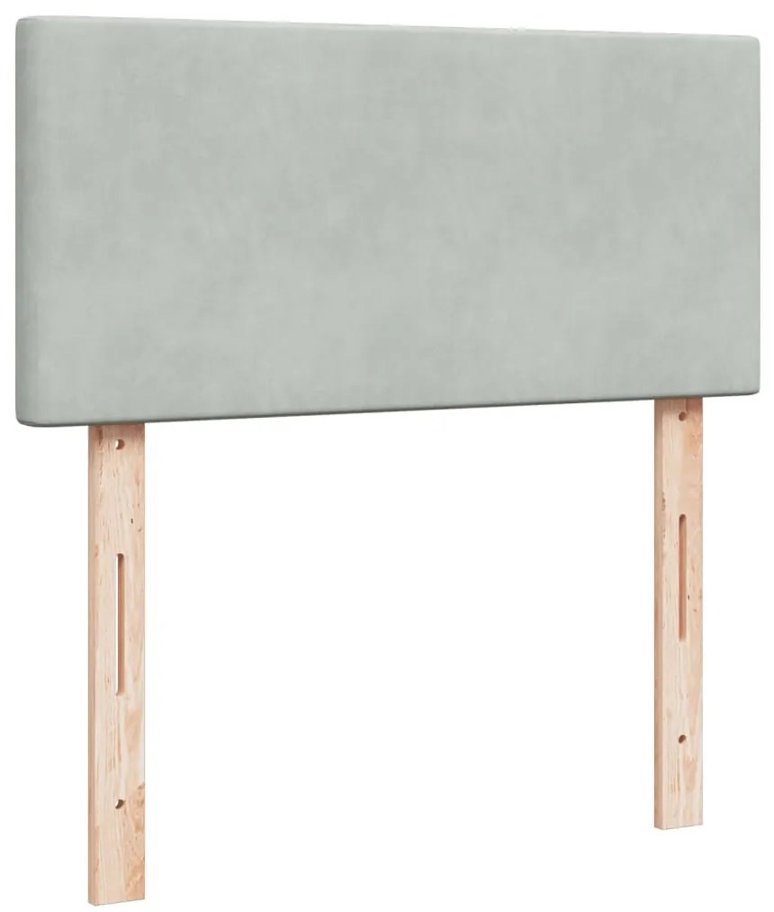 Cama com molas/colchão 100x200 cm veludo cinza-claro