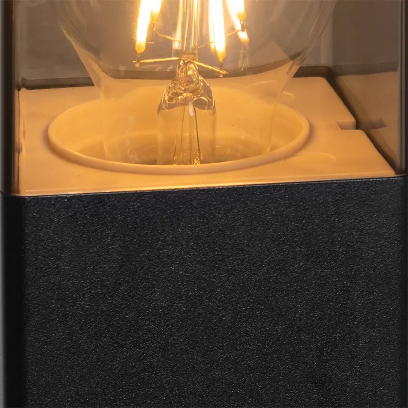 Candeeiro de pé exterior preto 70 cm IP44 com vidro fumê - Denmark Moderno