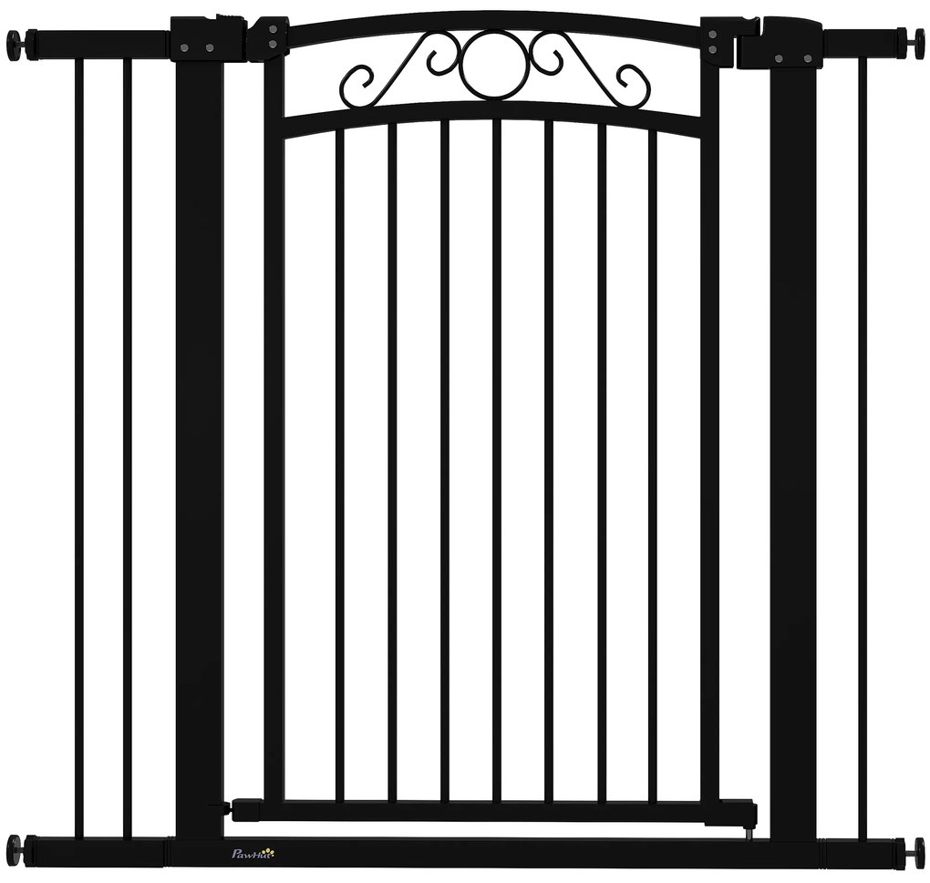 PawHut Barreira de Segurança para Cães Extensível 76-104 cm Barreira para Animais de Estimação com 2 Extensões Duplo Bloqueio Preto