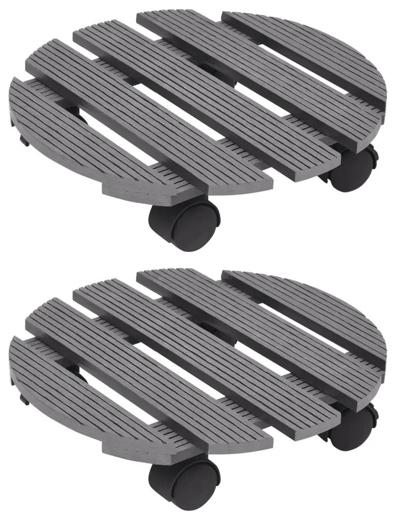 Suportes com rodas para vasos 2 pcs Ø30x7,5 cm WPC cinzento