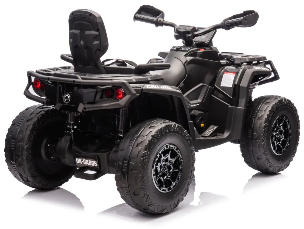 Moto 4 elétrica para crianças 3 a 7 anos* 24V Can Am Outlander 4×4 200W rodas Espuma EVA, assento couro Carga até 50Kg Preta