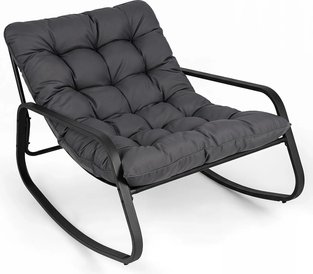 Cadeira de Baloiço para Exterior, 120 x 91 x 78 cm, Almofada Removível, Cinzento