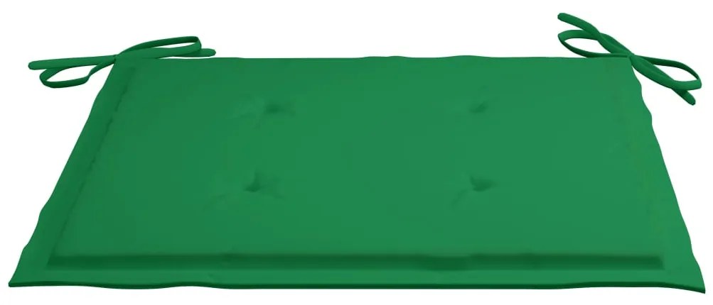 Cadeiras de jardim c/ almofadões verdes 4 pcs teca maciça