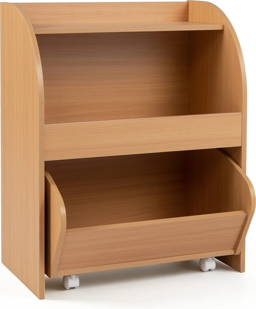 Móvel de Arrumação Infantil, 50 x 29 x 61,5 cm, Gaveta com Rodas, Natural