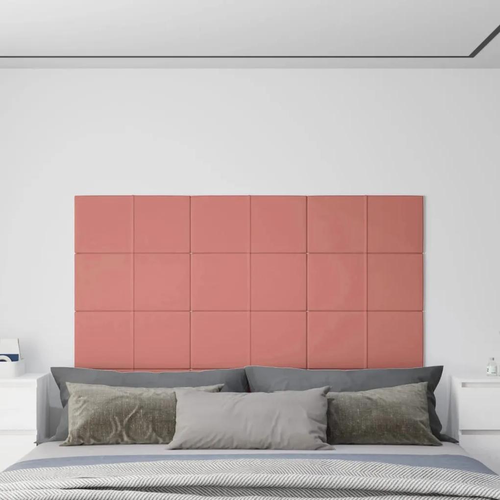 Painel de parede 12 pcs 60x30 cm veludo 2,16 m² rosa