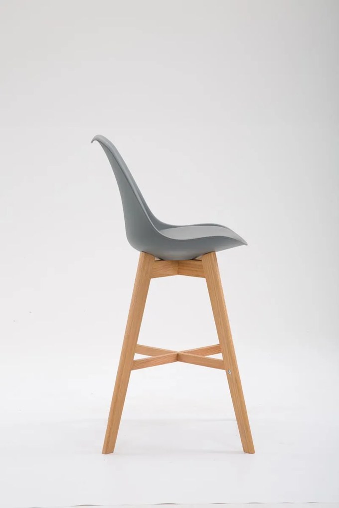 Banco de bar Cannes em plástico com estrutura de Cor Natural 48 x 112 x 56 cm Cinzento