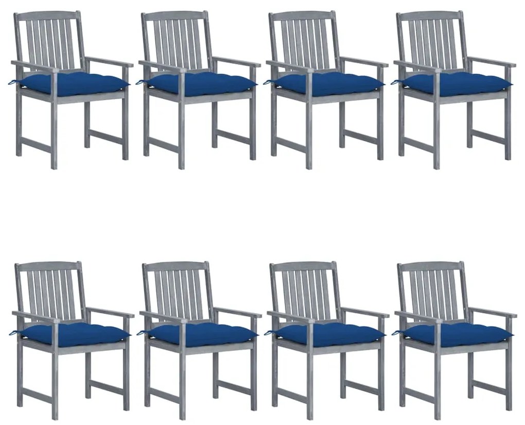 vidaXL Cadeiras de jardim c/ almofadões 8 pcs acácia maciça cinzento