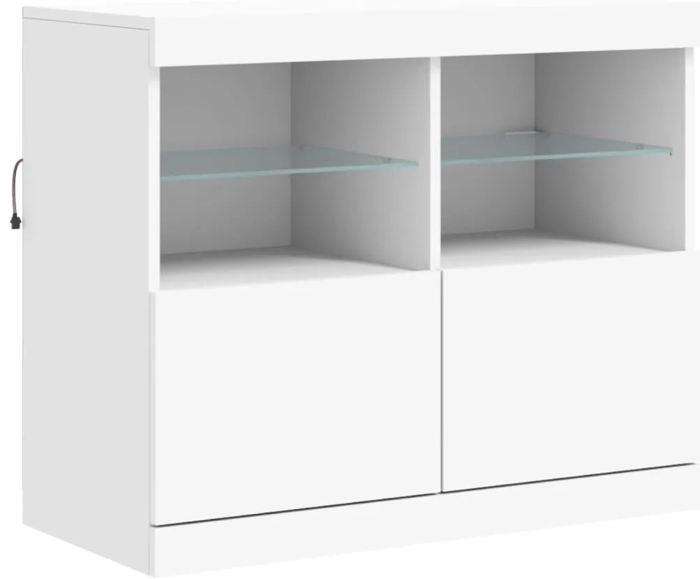 Aparador com luzes LED 202x37x67 cm branco