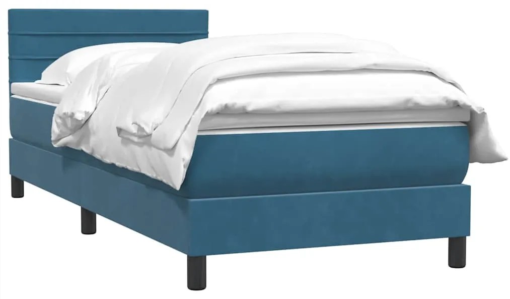 Cama com molas/colchão 80x220 cm veludo azul-escuro