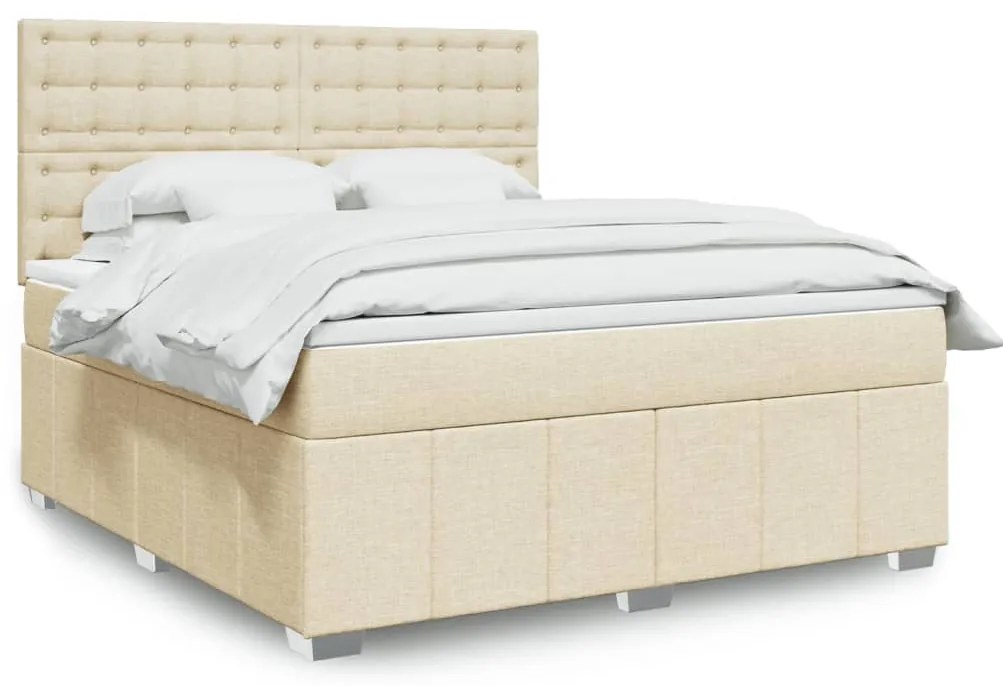 vidaXL Cama com molas/colchão 180x200 cm tecido cor creme