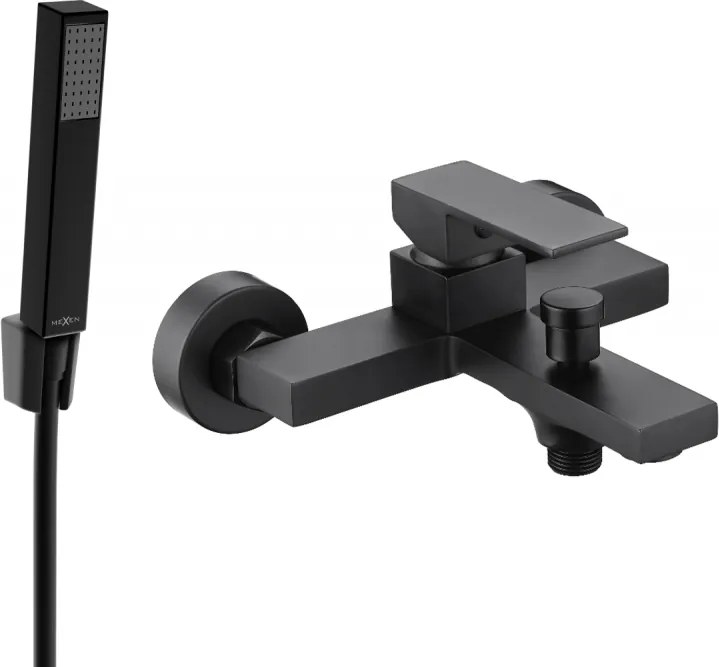 Mexen Uno Torneira de banheira R77 com conjunto de duche, preta - 7143R77-70