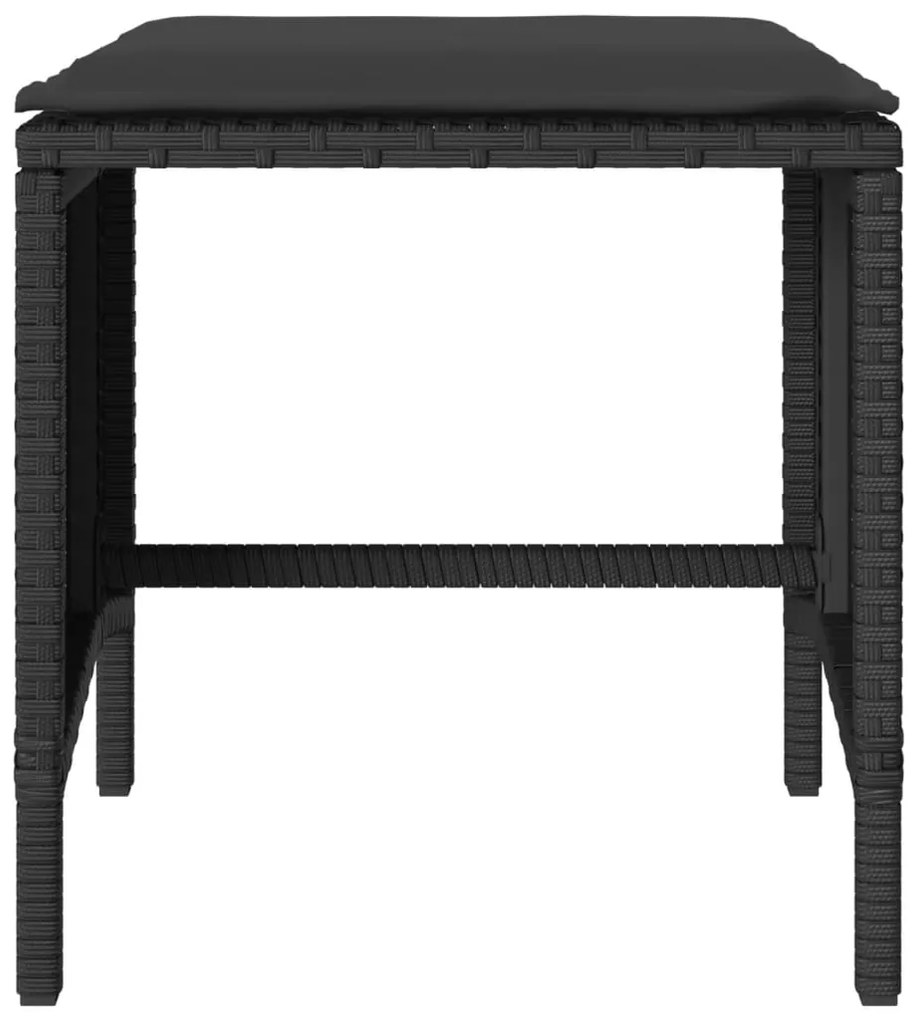 4 pcs conjunto de sofás para jardim c/ almofadões vime PE preto