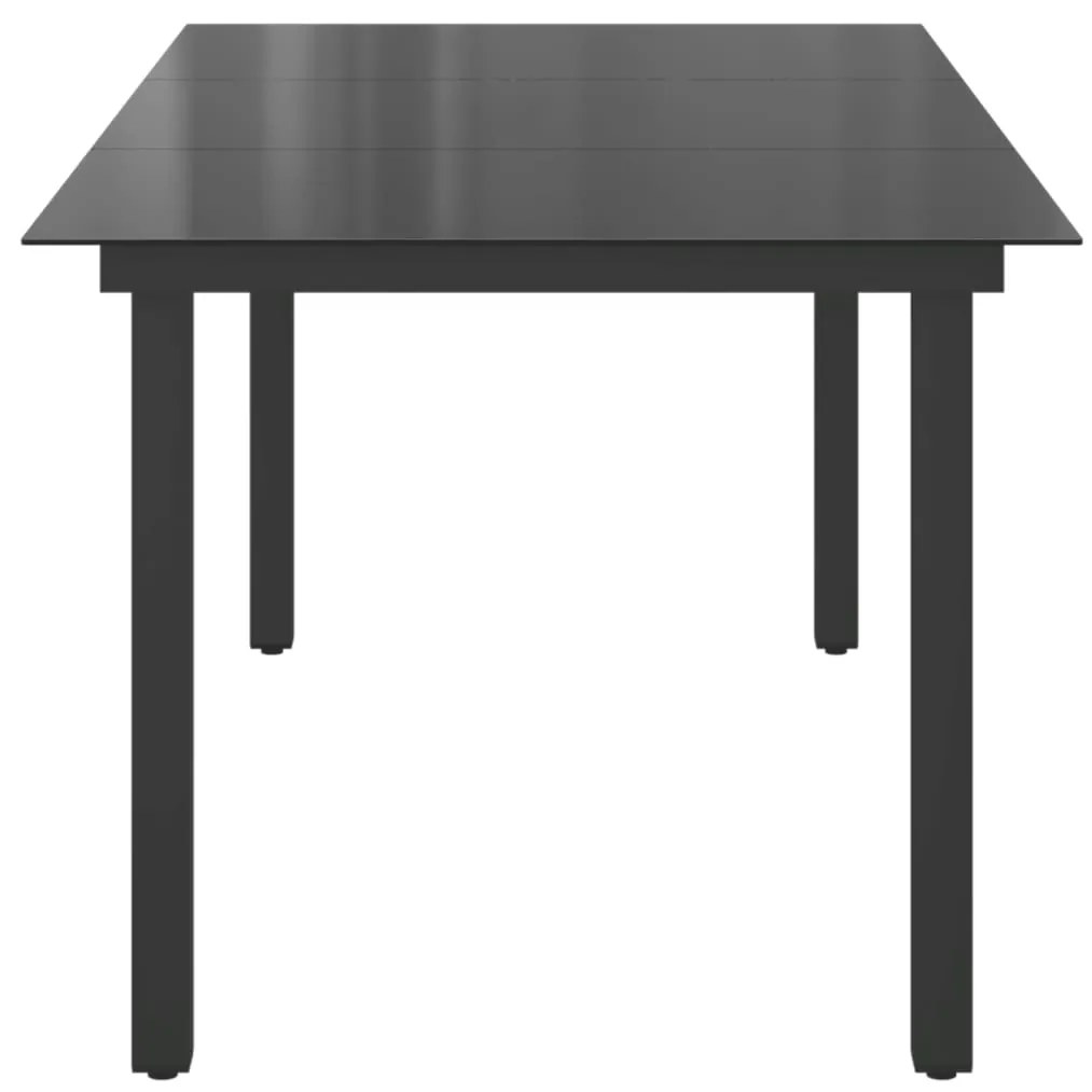 Mesa de jardim em alumínio e vidro 190x90x74 cm preto