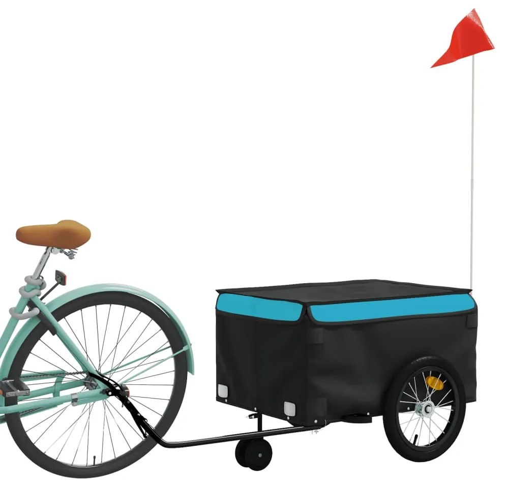 Reboque para bicicleta 45 kg ferro preto e azul
