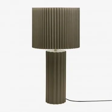 Candeeiro De Mesa Em Cerâmica E Tecido Marvila Verde Exército & ↑60 Cm - Sklum