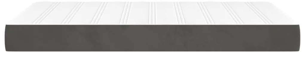 Colchão de molas ensacadas 120x200x20 cm veludo cinza-escuro