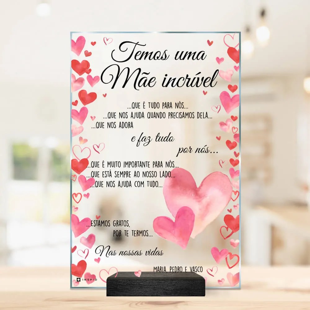 Presente para a mãe - placa personalizada com seu próprio texto e design