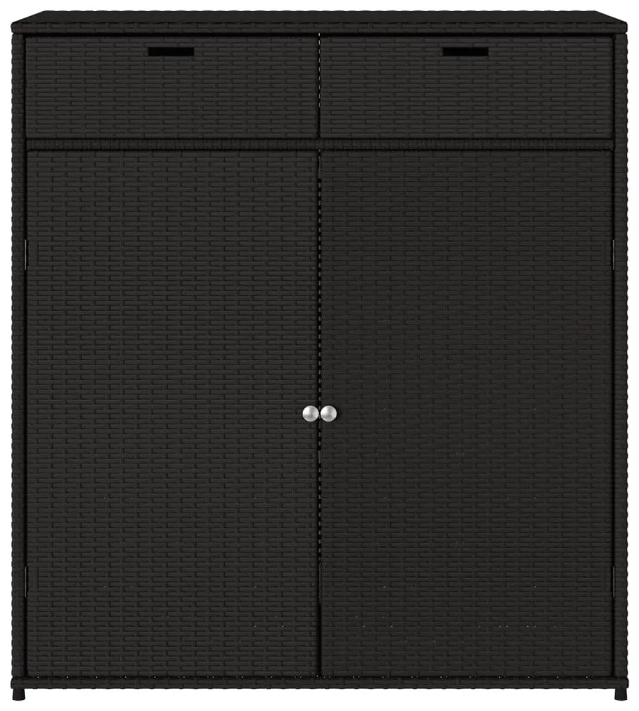 Armário de arrumação p/ jardim 105x55x113 cm vime PE preto