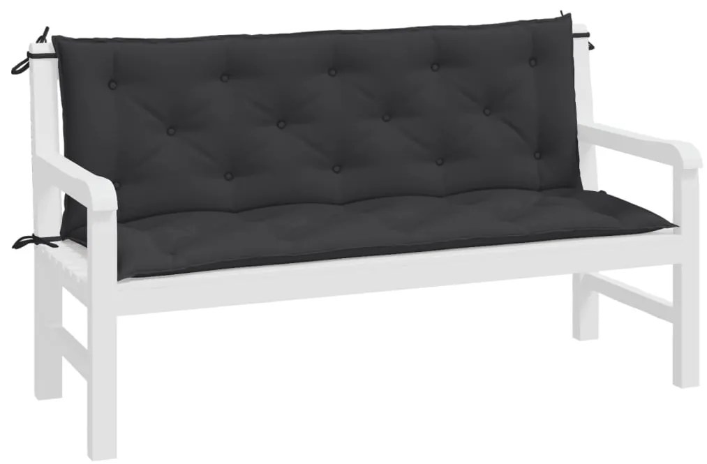 Almofadões banco jardim 2 pcs 150x50x7cm tecido oxford preto