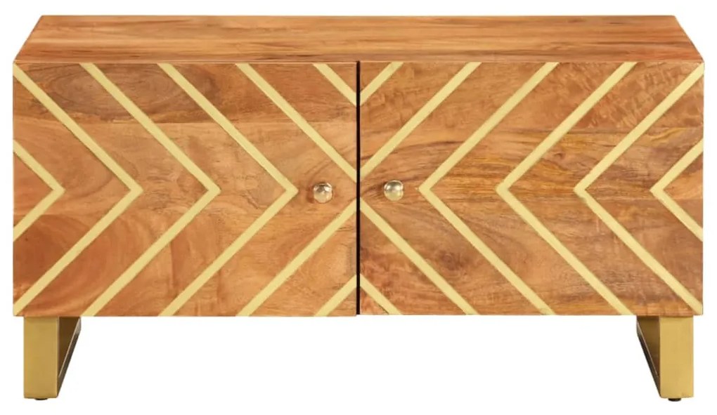 Mesa de centro 80x50x40 cm mangueira maciça castanho e preto