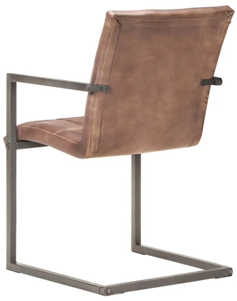 Cadeiras jantar cantilever 6 pcs couro genuíno castanho velho