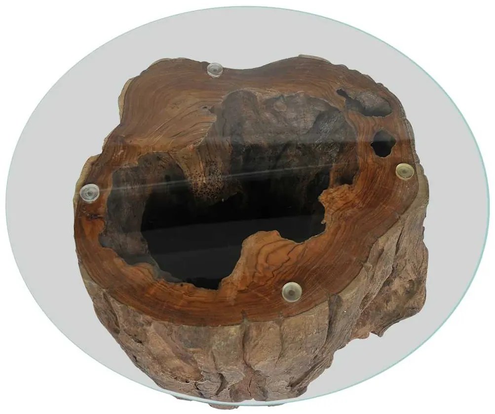 Mesa de centro em teca e vidro 50x40 cm