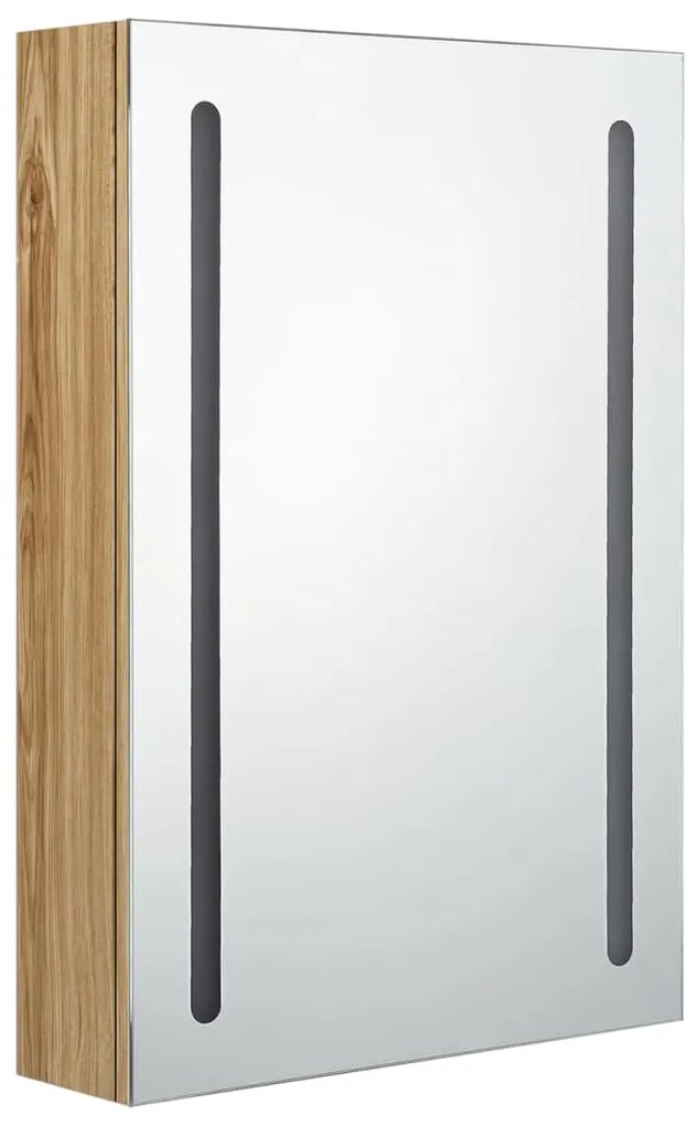 Armário espelhado p/ casa de banho LED 50x13x70 cm carvalho