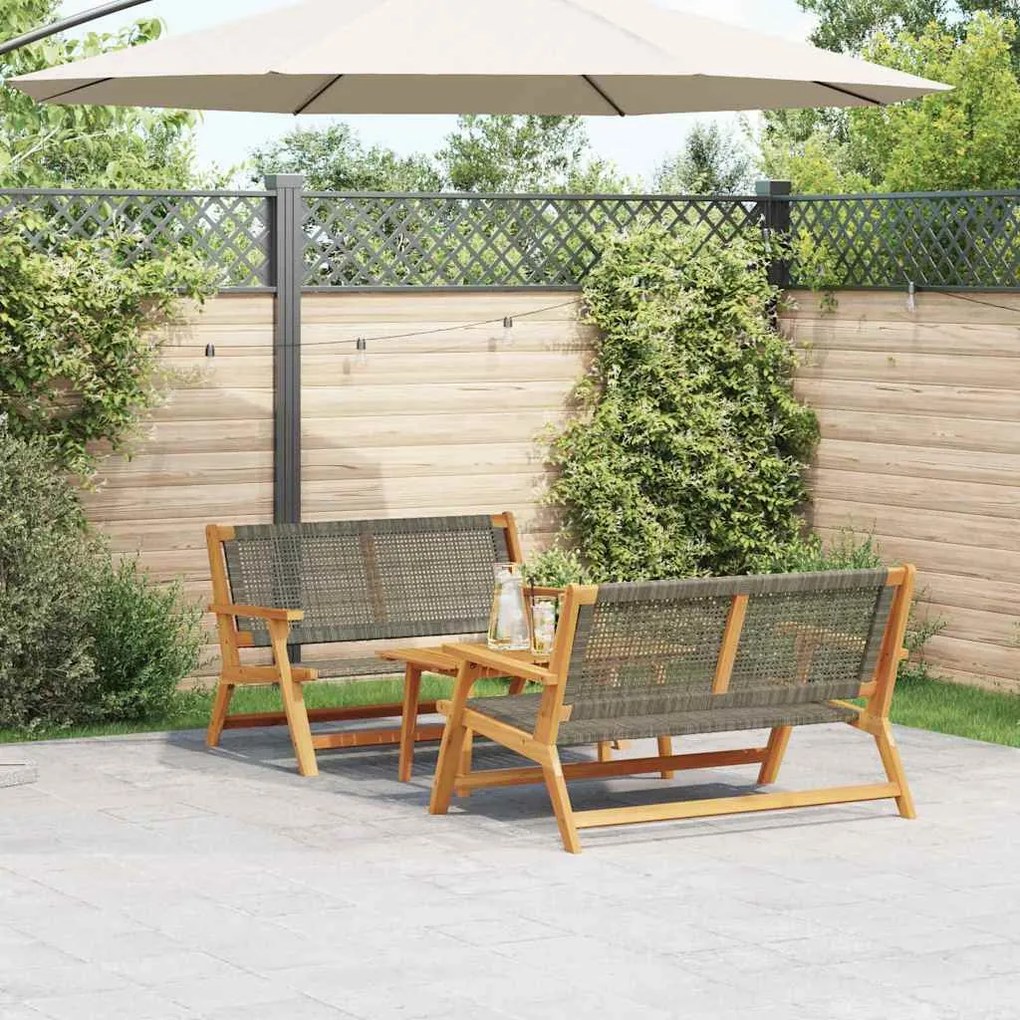 vidaXL Cadeiras de Jardim com Mesa 3 pcs Cinzeto 90 x 45 x 40 cm