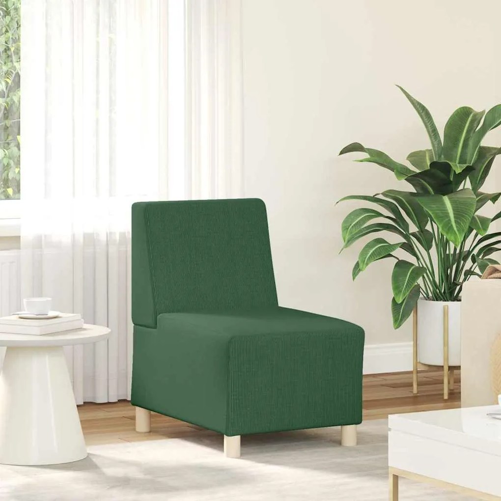 Poltrona sem braços 55 cm tecido corduroy verde selva