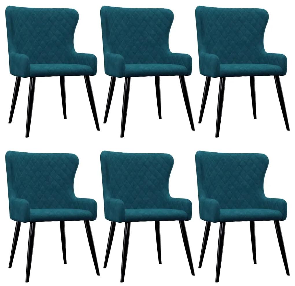 Cadeiras de jantar 6 pcs veludo azul