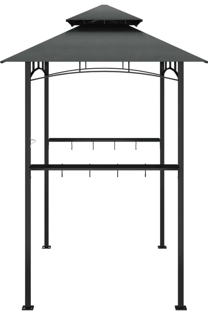 Gazebo churrasco prateleiras laterais 240x150x243 aço antracite