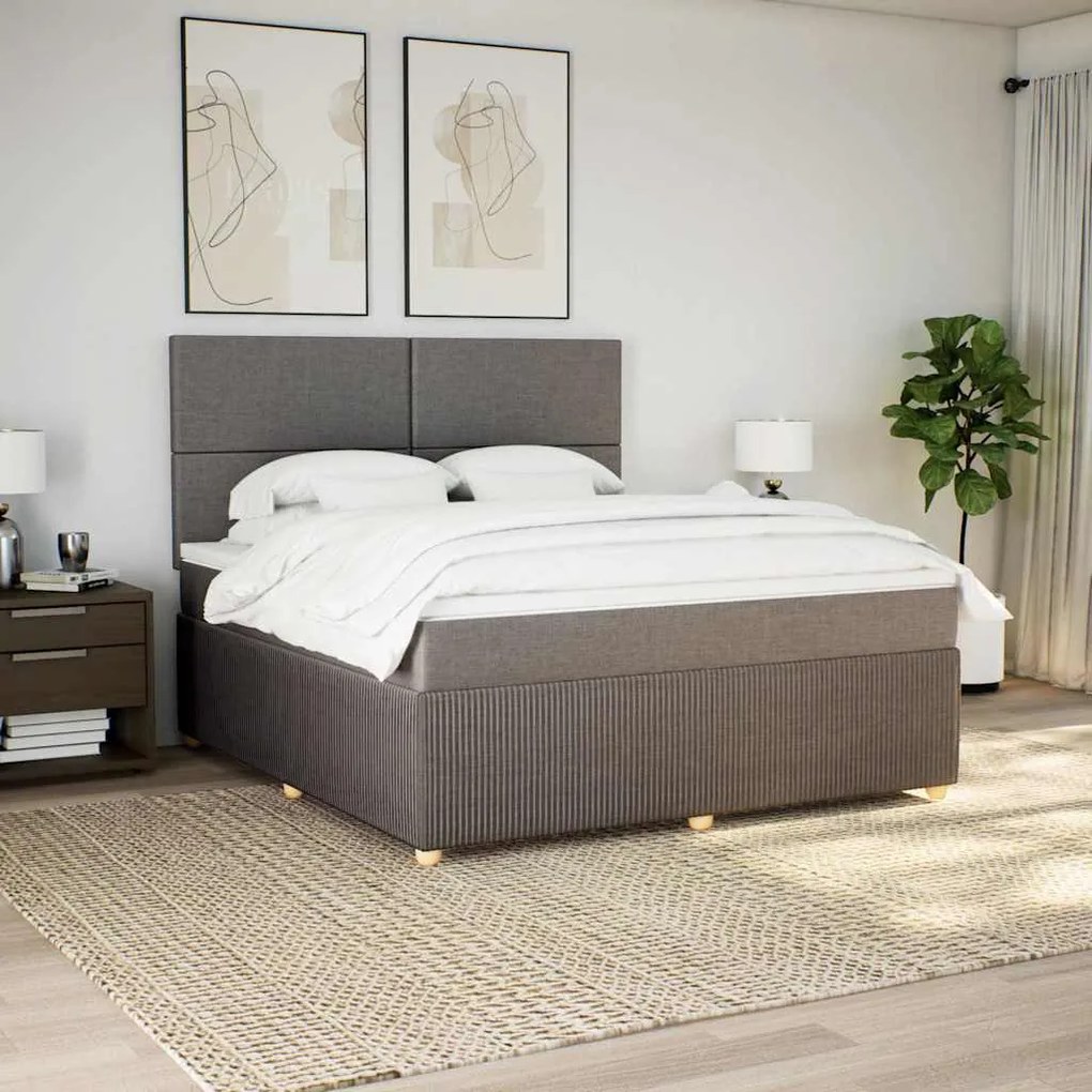 Cama com molas/colchão 180x200 cm tecido castanho-acinzentado
